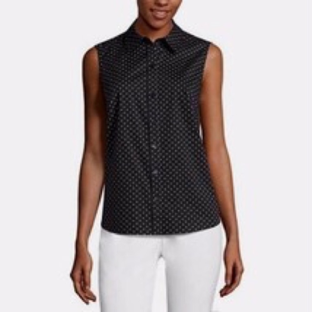 NWT LIZ CLAIBORNE black white Polka Dot shirt M